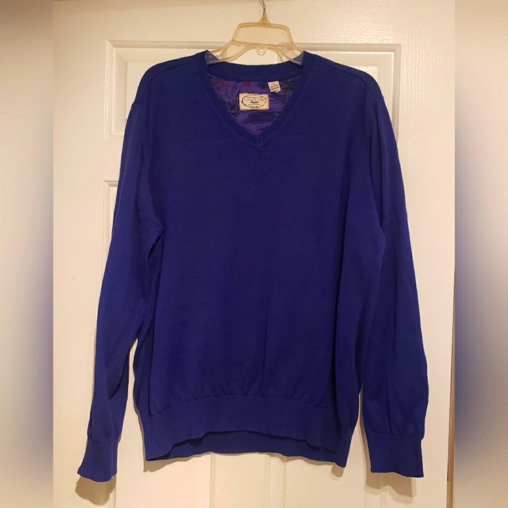 Original Vintage 1946 Washed Stoned And Beaten V Neck Sweater Purple Size XL